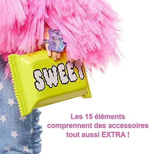 Barbie Extra poupée articulée blonde au look tendance et oversize avec figurine animale et accessoires