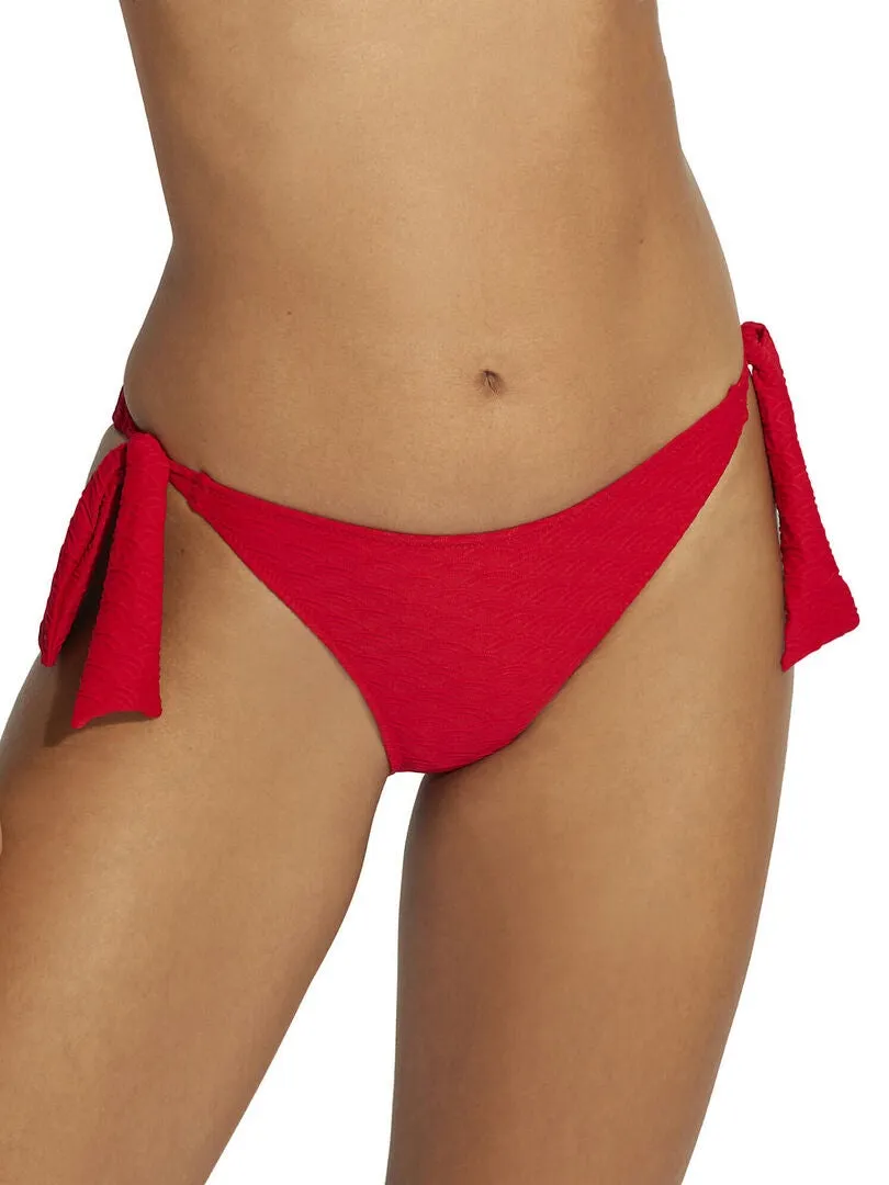 Bas maillot slip de bain taille basse à nouettes Sicilia - Rouge