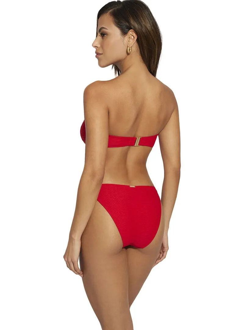 Bas maillot slip de bain taille basse à nouettes Sicilia - Rouge