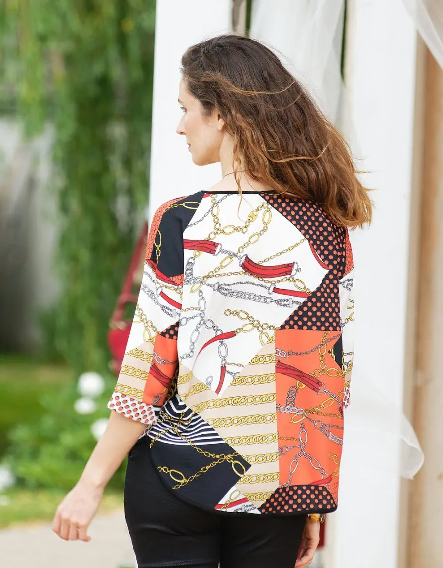 Blouse corail imprimée - Blouses & Chemisiers