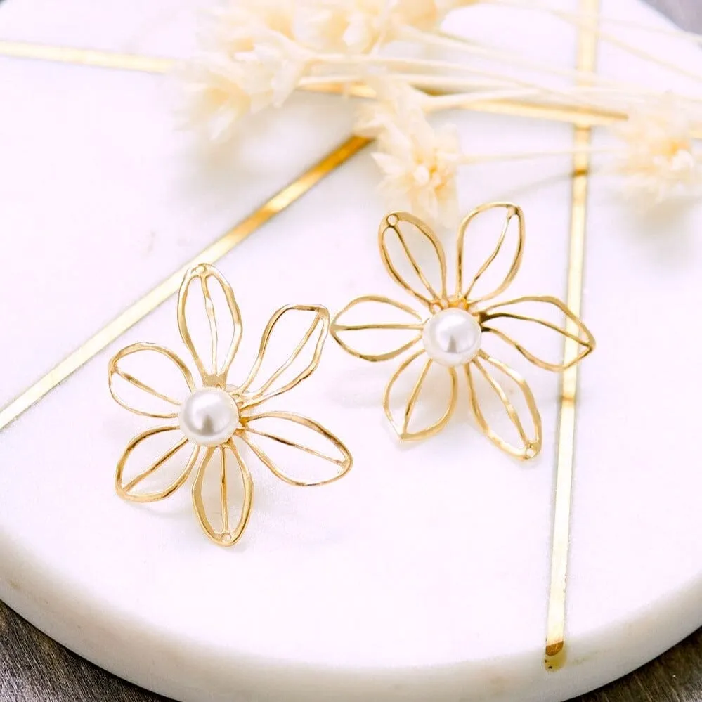 Boucles d'Oreille Fleurs Dorées - Jasmine