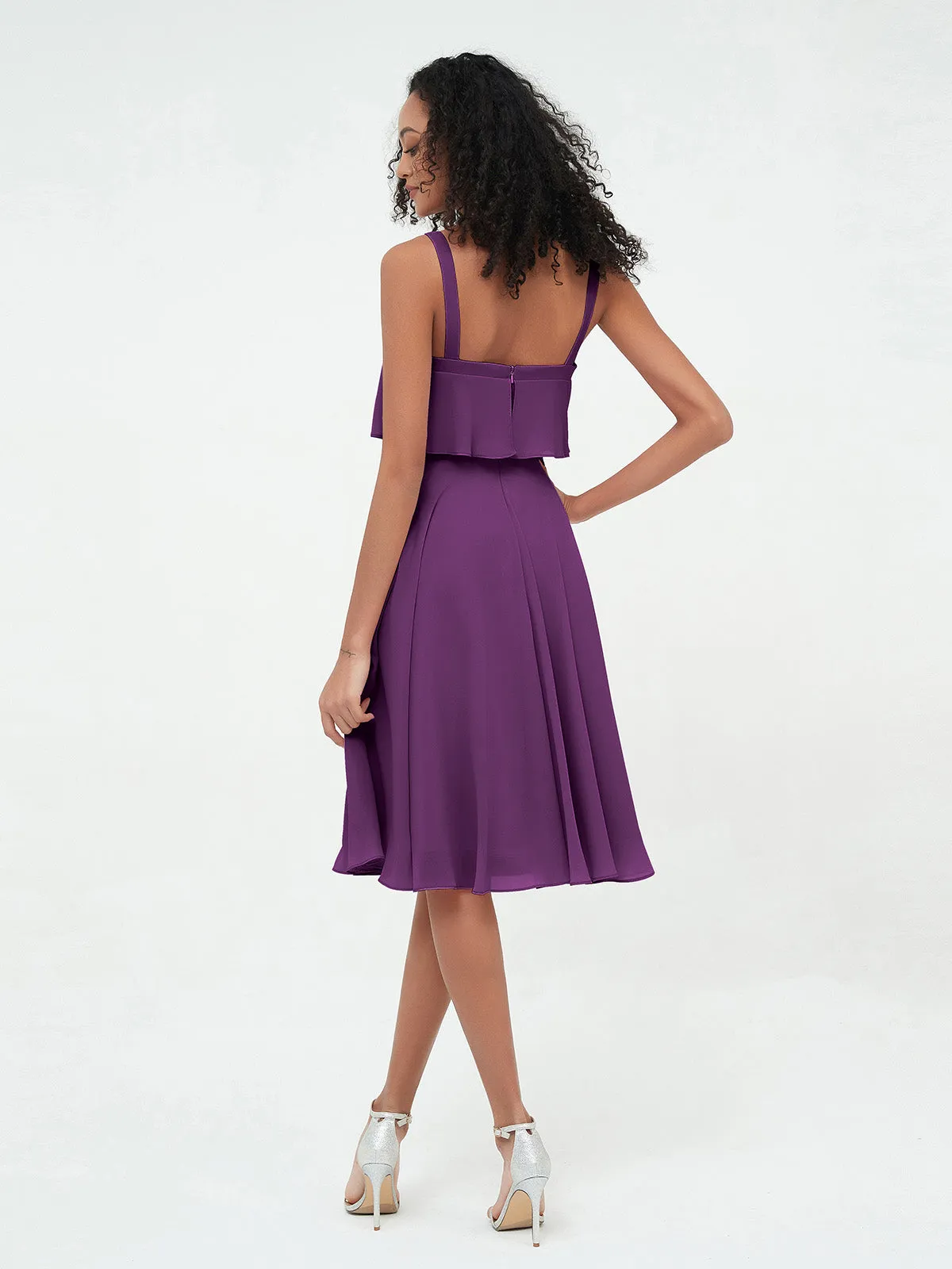 Bretelles Jupe Ronde Robes Courtes en Mousseline Raisin Grande Taille