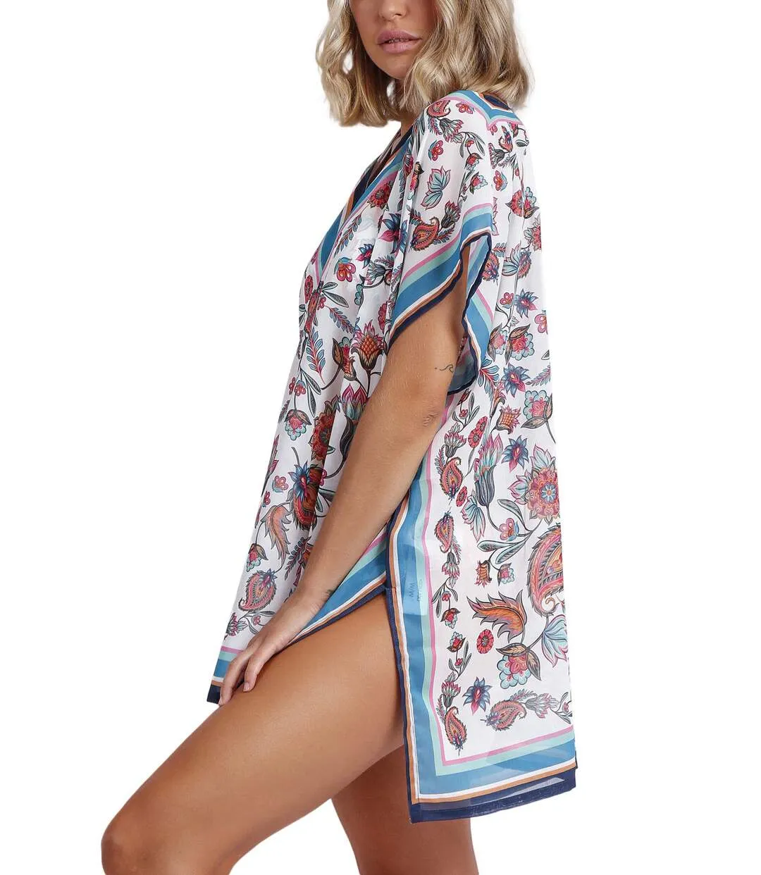 Caftan de plage White Paisley Admas