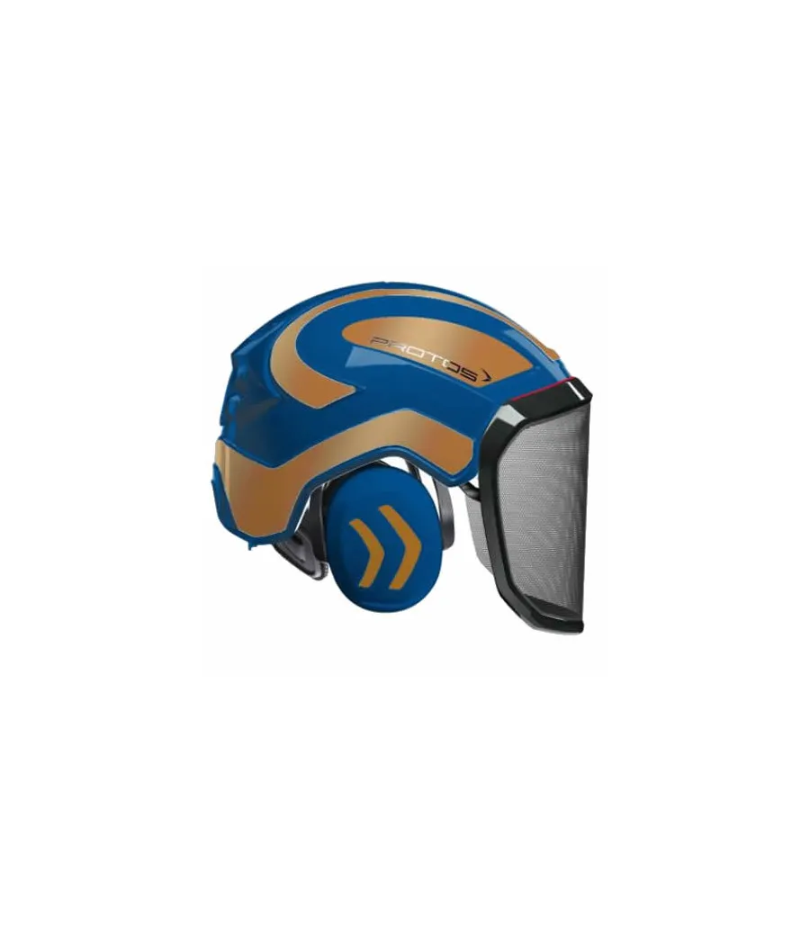 Casque Protos intégral Forest Bicolore bleu-Or