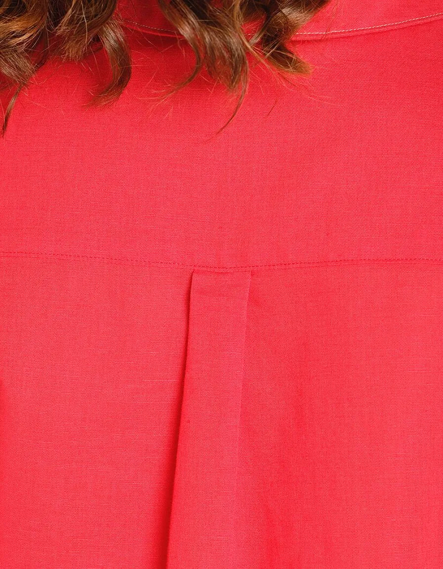 Chemise lin coton rouge - Blouses & Chemisiers
