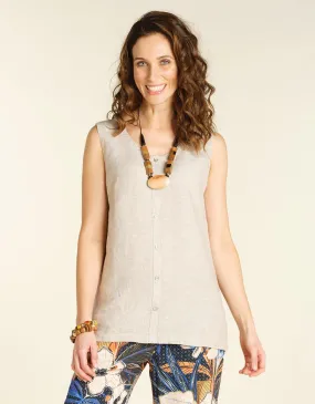 Débardeur 100% LIN beige - Blouses & Chemisiers