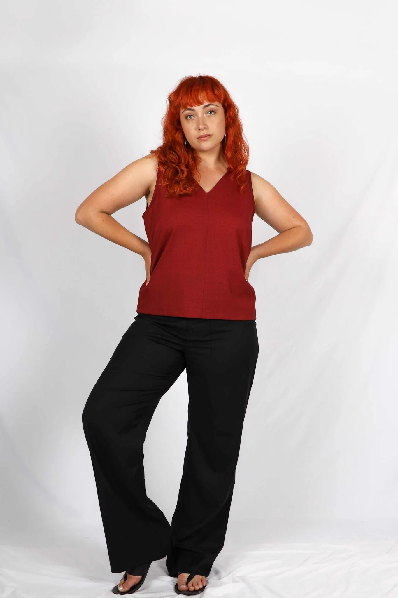 Débardeur rouge femme chic en laine froide Emma