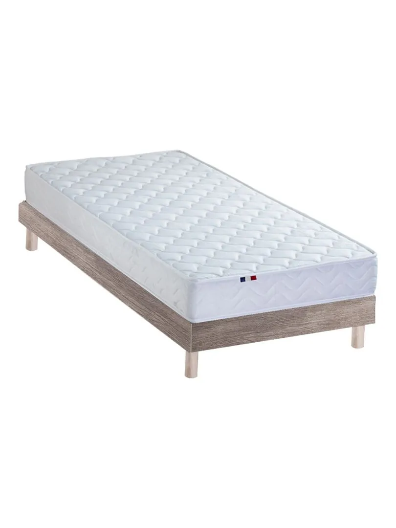 Ensemble Matelas accueil Latex INITIAL Sommier en Kit Couleur Chêne clair, - Marron clair