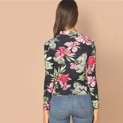 Haut femme à fleurs bohème