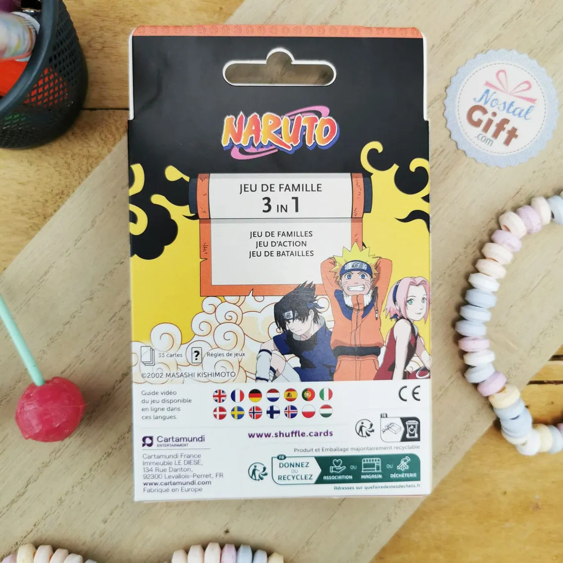 Jeu de cartes 3 en 1 - Jeu de familles / Jeu d'action / Jeu de batailles - Naruto