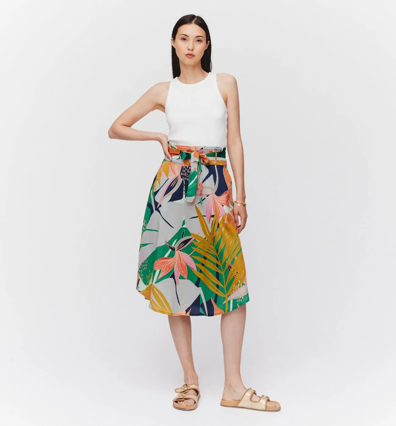Jupe midi imprimée Femme - Imprimé multicolore