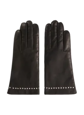 MAISON FABRE  Gants en cuir cloutés  - Noir