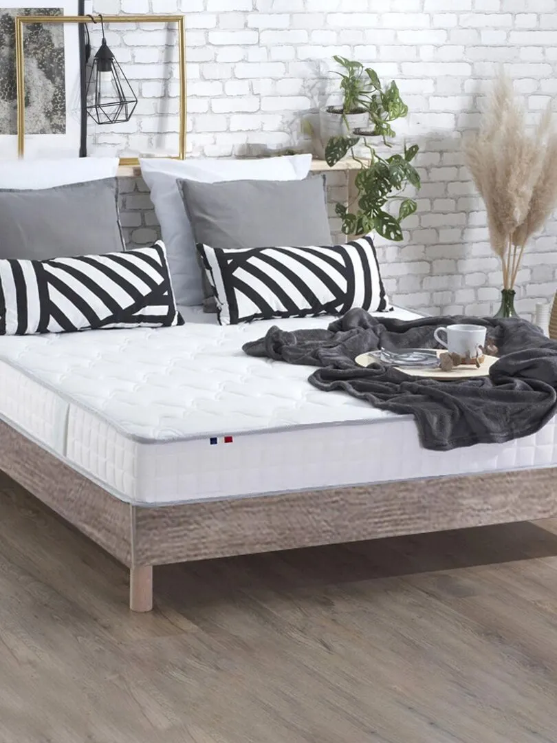 Matelas Mousse Haute Résilience CIRRUS Sommier KIT Couleur Chêne clair, - Marron clair