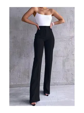 Pantalon palazzo noir avec poches et plis