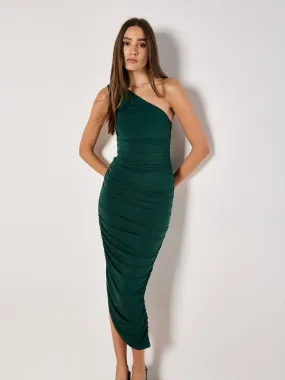 Robe Longue Froncée À Une Épaule Vêtements Apricot