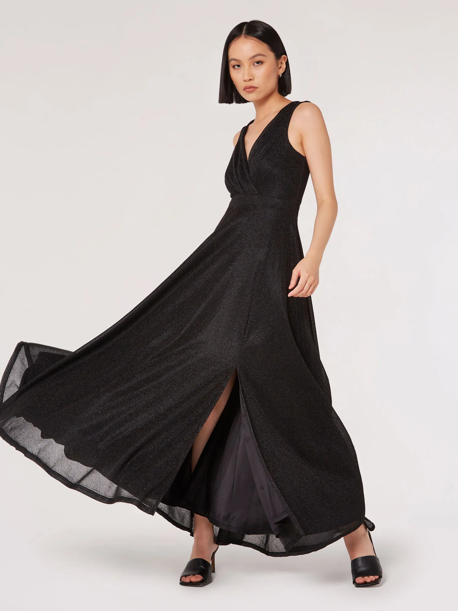 Robe Longue Portefeuille Scintillante Vêtements Apricot