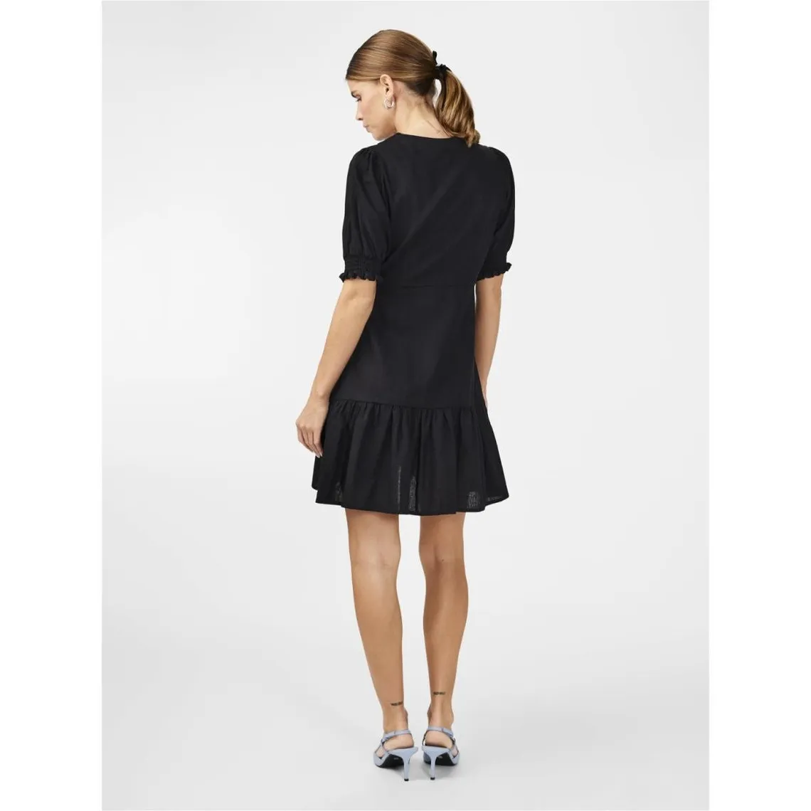 Robe midi manches courtes noir en lin | 3 Suisses