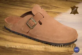 Sabot liège homme cuir cognac