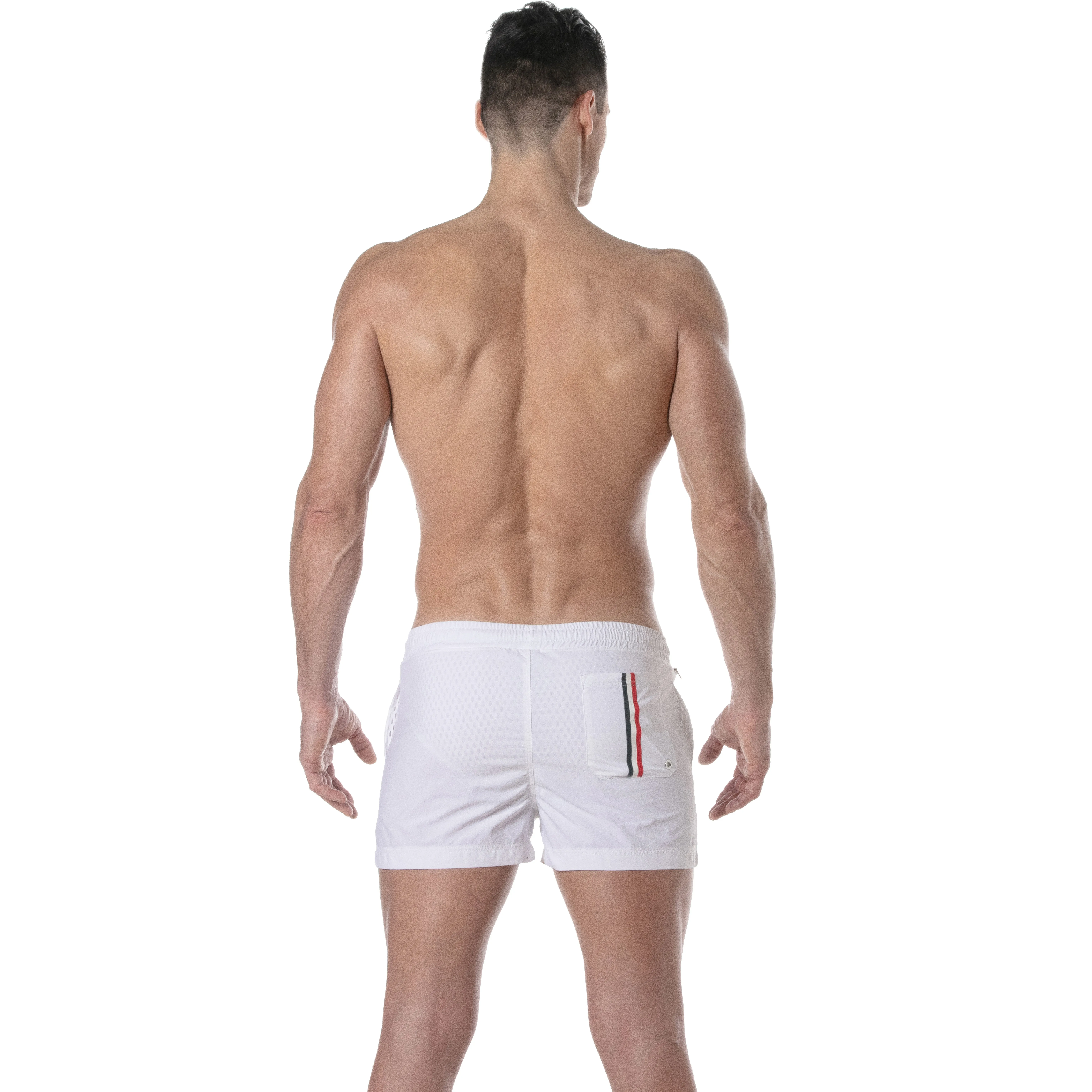 Short de bain mi-cuisse Tof Paris à bande tricolore - blanc - TOF P...