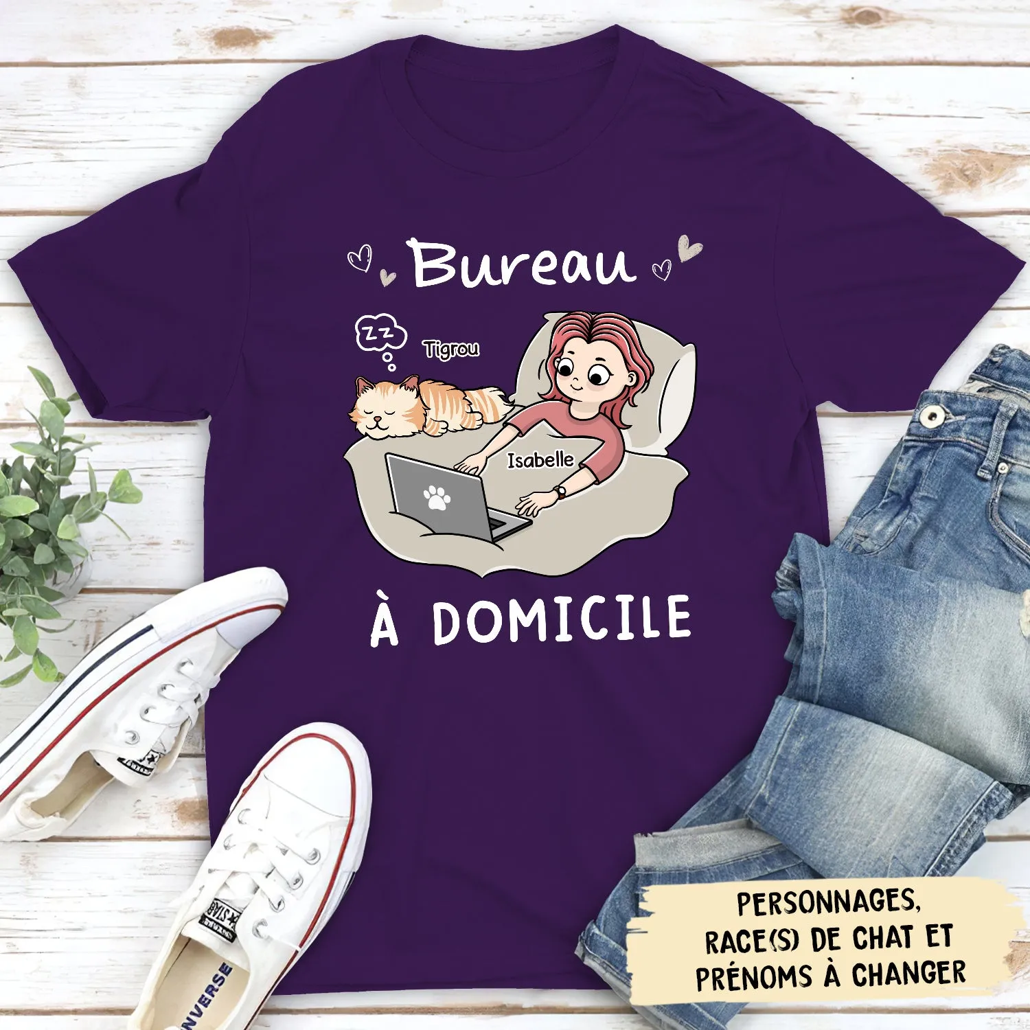 T-shirt Unisex Personnalisé - Bureau À Domicile