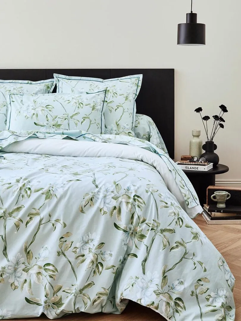 Taie d'oreiller en percale de coton au style anglais - Bleu céladon