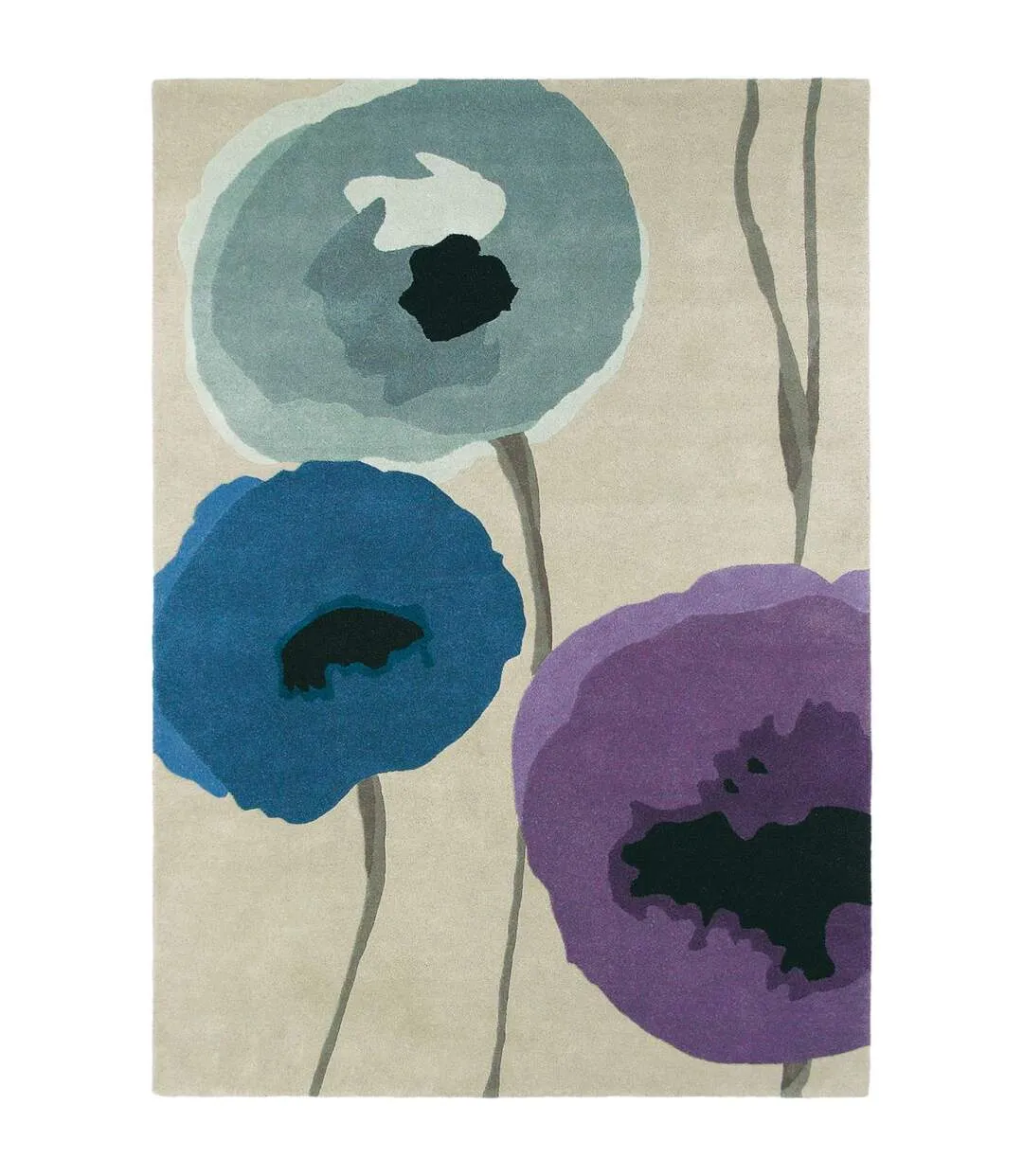 Tapis salon tufté main en laine POPPIES