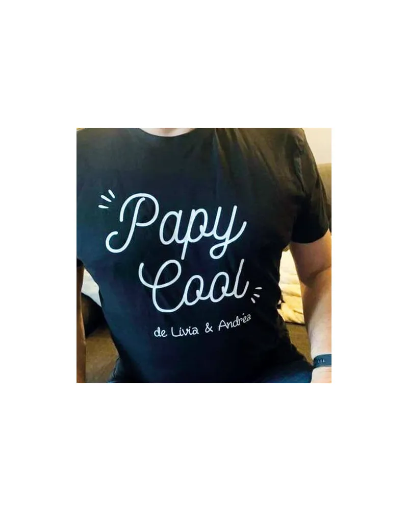 Tee shirt noir Papy Cool personnalisé