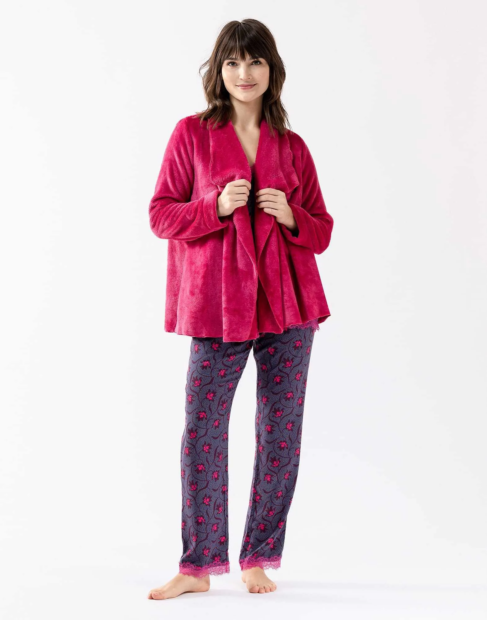 Veste homewear en fourrure ESSENTIEL H73A pivoine